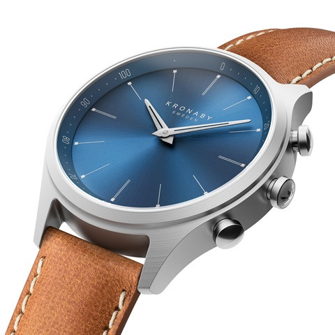 שעון יד היברידי Kronaby Sekel 41 Mm Hybrid Smartwatch Blue, Leather Strap, Unisex S3124/1
