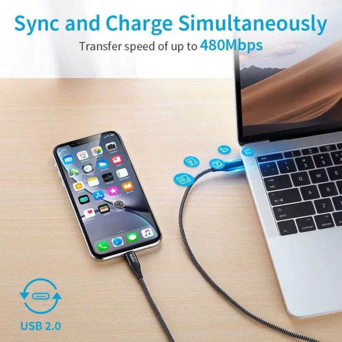 כבל ESR 1m MFi USB-C to Lightning PD Charging Cable